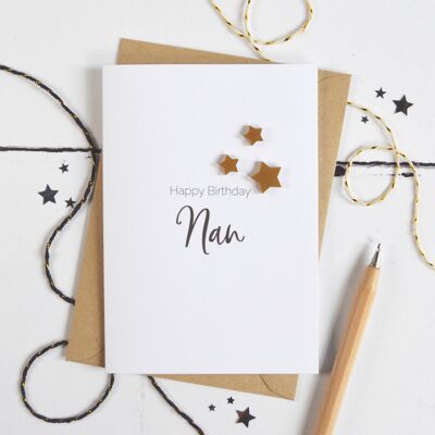 Carta di buon compleanno Nan con stelle acriliche