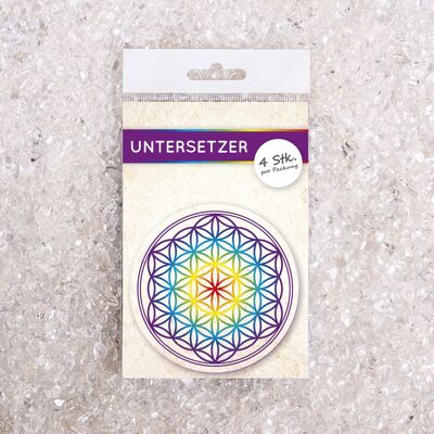 Coaster set flower of life colorful