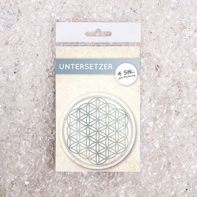 Coaster set Flower of Life silver