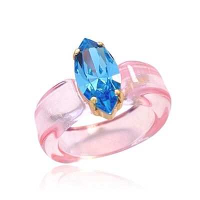 Bague Sucre - Aigue Marine/Rose