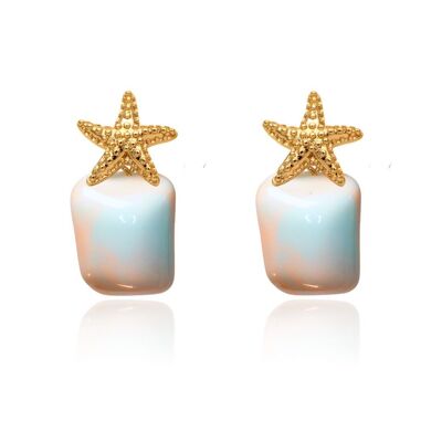 Boucles d'oreilles étoile de mer - Marshmallow Blue