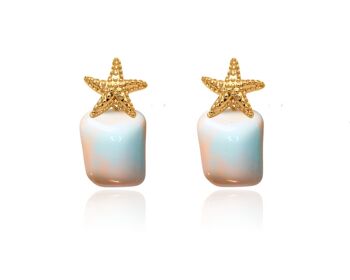 Boucles d'oreilles étoile de mer - Marshmallow Blue 1