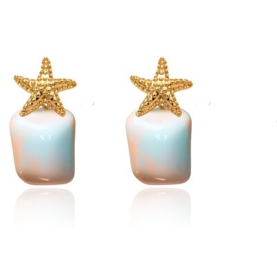 Boucles d'oreilles étoile de mer - Marshmallow Blue