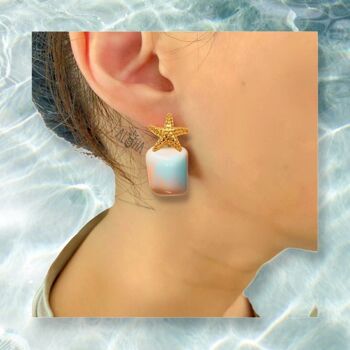 Boucles d'oreilles étoile de mer - Marshmallow Blue 2