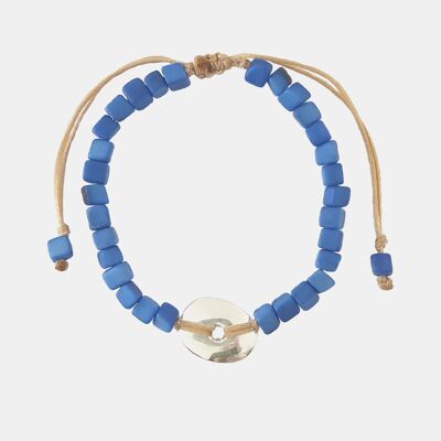 Leticia Mini Square Tagua Nut Bracelet - Cobalt Blue