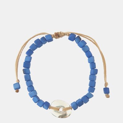 Leticia Mini Square Tagua Nut Bracelet - Cobalt Blue