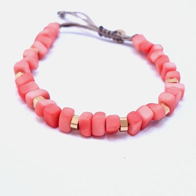 Leticia Tagua Bracelet with Brass - Coral