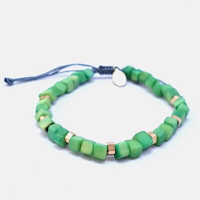 Leticia Tagua Bracelet with Brass - Lime Green