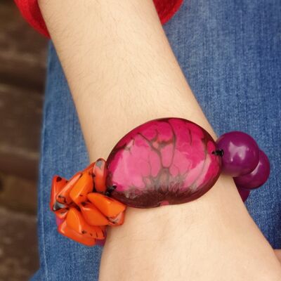 Tapajos Chunky Tagua Nut Bracelet - Pink