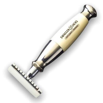 Double Edged Safety Razor in Chrome-Ivory