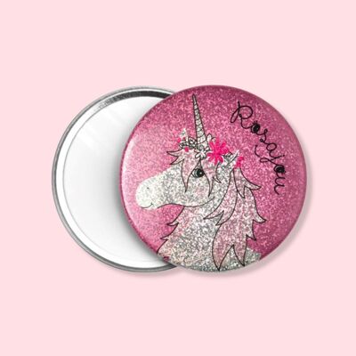 Holographic "Unicorn" pink pocket mirror