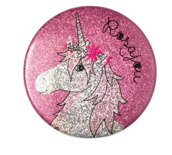 Miroir de poche rose "Licorne" holographique 2