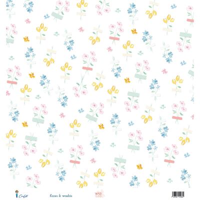 12x12 einseitiges Papier "Blumen&Washis" WABISABI