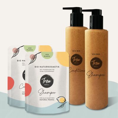 7 x Shampoo + 7 x Conditioner + 2 x 7 Liquid Wood Shatterproof Bottles