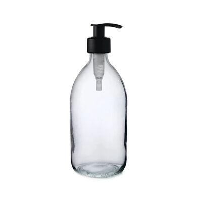 Botella de Vidrio con Bomba de Líquido - Transparente (500ml)