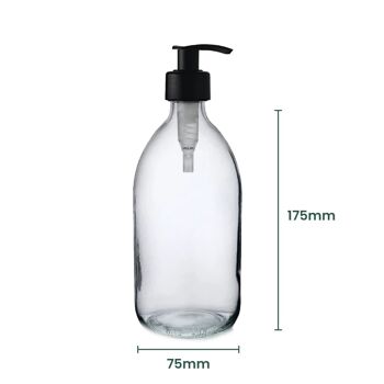 Flacon en verre avec pompe à liquide - Transparent (500 ml) 2