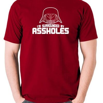 Camiseta inspirada en Spaceballs - Estoy rodeado de gilipollas rojo ladrillo