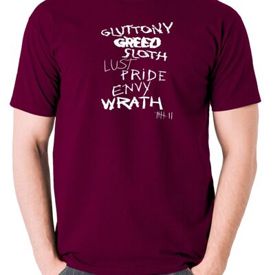 Sieben inspiriertes T-Shirt - sieben Todsünden Burgund