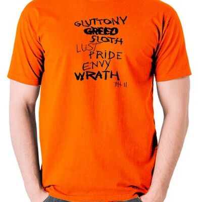 Sieben inspiriertes T-Shirt - sieben Todsünden orange