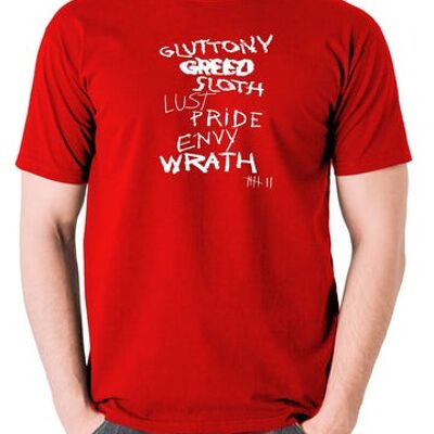 Sieben inspiriertes T-Shirt - sieben Todsünden rot