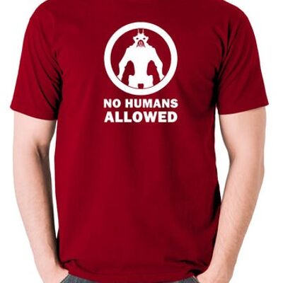 Maglietta ispirata al distretto 9 - Non sono ammessi esseri umani rosso mattone