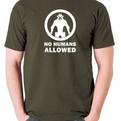 Maglietta ispirata al distretto 9 - Non sono ammessi esseri umani oliva