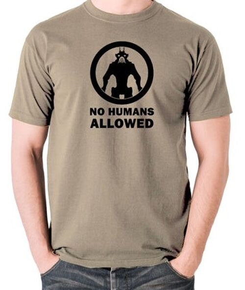 District 9 Inspired T Shirt - No Humans Allowed khaki