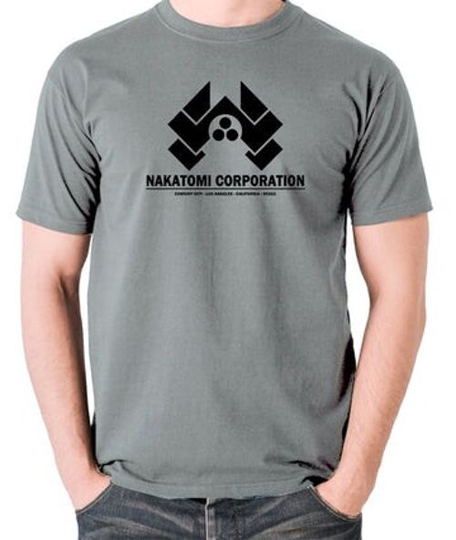 Die Hard Inspired T Shirt - Nakatomi Corporation Century City Los Angeles California 90213 grey