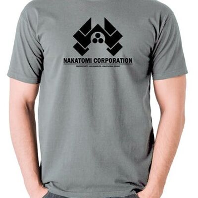 Stirb langsam inspiriertes T-Shirt - Nakatomi Corporation Century City Los Angeles California 90213 grau