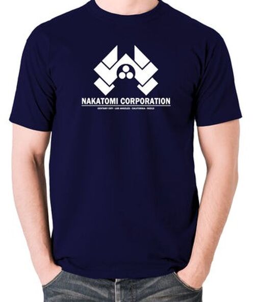 Die Hard Inspired T Shirt - Nakatomi Corporation Century City Los Angeles California 90213 navy