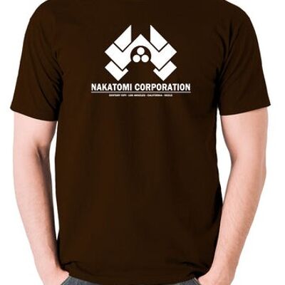 Die Hard Inspired T Shirt - Nakatomi Corporation Century City Los Angeles California 90213 chocolate
