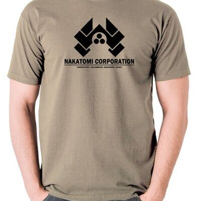 Stirb langsam inspiriertes T-Shirt - Nakatomi Corporation Century City Los Angeles California 90213 Khaki