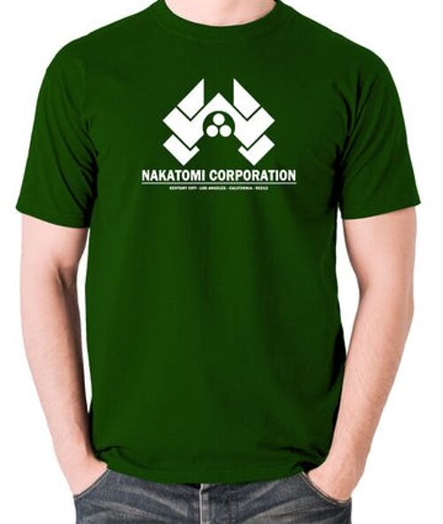 Die Hard Inspired T Shirt - Nakatomi Corporation Century City Los Angeles California 90213 green