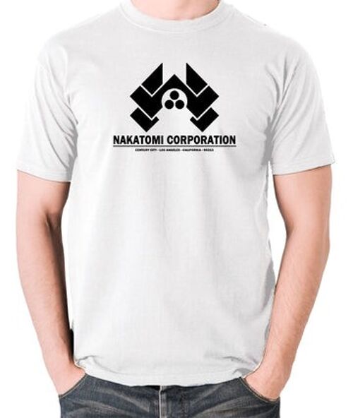Die Hard Inspired T Shirt - Nakatomi Corporation Century City Los Angeles California 90213 white
