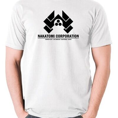 Stirb langsam inspiriertes T-Shirt - Nakatomi Corporation Century City Los Angeles California 90213 weiß