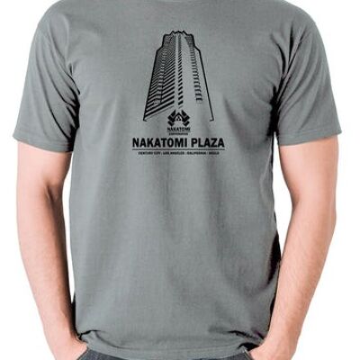 Die Hard Inspired T Shirt - Nakatomi Plaza Century City Los Angeles California 90213 grey
