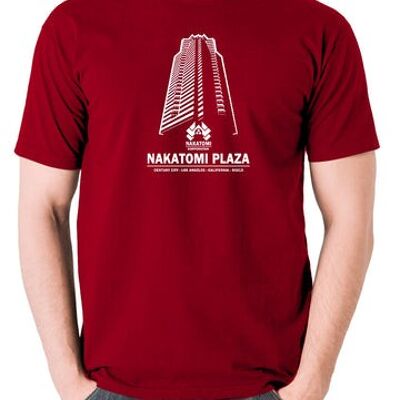 Camiseta inspirada en Die Hard - Nakatomi Plaza Century City Los Ángeles California 90213 rojo ladrillo