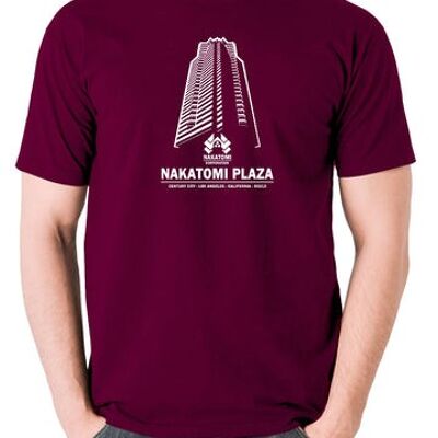 Die Hard Inspired T Shirt - Nakatomi Plaza Century City Los Angeles California 90213 burgundy