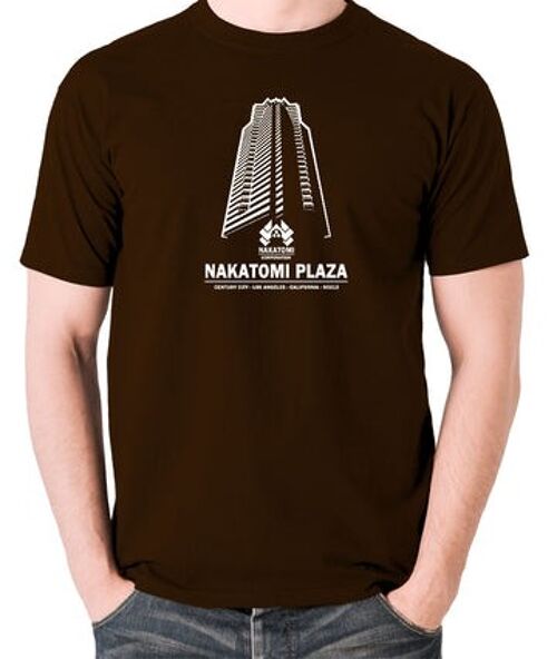 Die Hard Inspired T Shirt - Nakatomi Plaza Century City Los Angeles California 90213 chocolate
