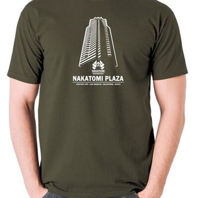 Stirb langsam inspiriertes T-Shirt - Nakatomi Plaza Century City Los Angeles California 90213 olive