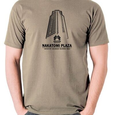 Die Hard Inspired T Shirt - Nakatomi Plaza Century City Los Angeles California 90213 khaki