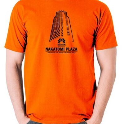 Die Hard Inspired T Shirt - Nakatomi Plaza Century City Los Angeles California 90213 orange