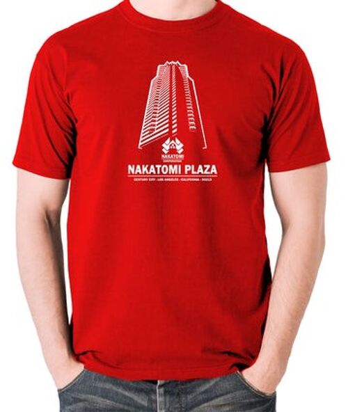 Die Hard Inspired T Shirt - Nakatomi Plaza Century City Los Angeles California 90213 red