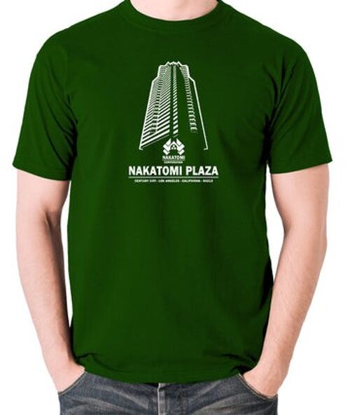 Die Hard Inspired T Shirt - Nakatomi Plaza Century City Los Angeles California 90213 green
