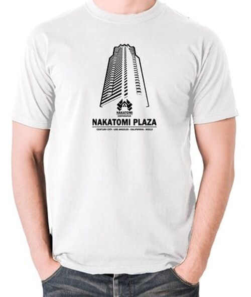 Die Hard Inspired T Shirt - Nakatomi Plaza Century City Los Angeles California 90213 white