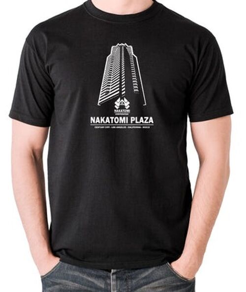 Die Hard Inspired T Shirt - Nakatomi Plaza Century City Los Angeles California 90213 black
