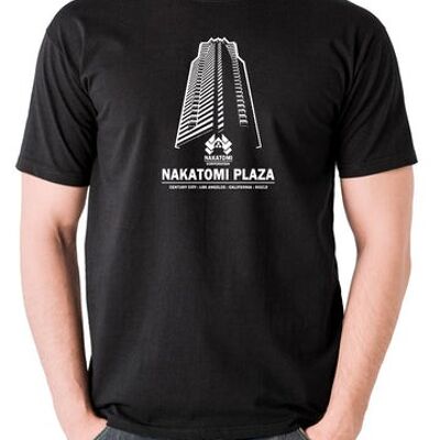 Stirb langsam inspiriertes T-Shirt - Nakatomi Plaza Century City Los Angeles California 90213 schwarz