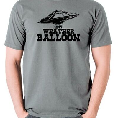 T Shirt OVNI - 1947 Weather Balloon gris