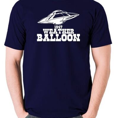 Camiseta OVNI - 1947 Weather Balloon azul marino
