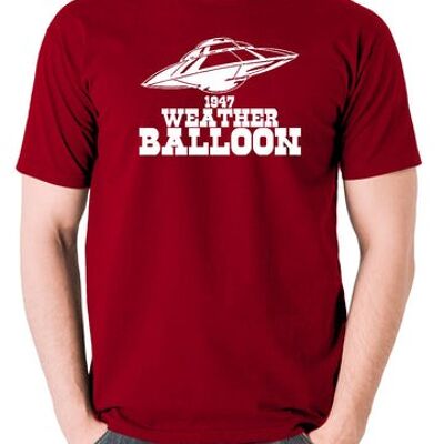 UFO T Shirt - 1947 Weather Balloon brick red